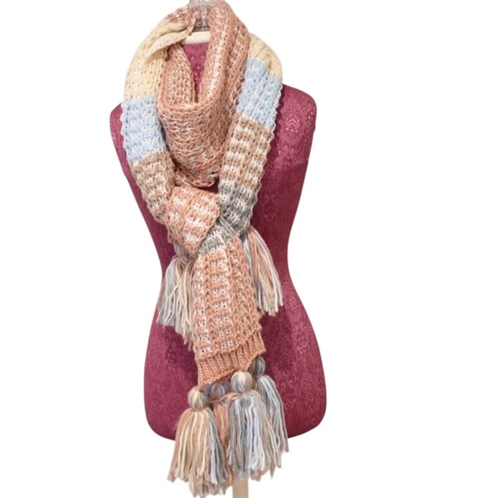 EXTRA LONG / NEW Colorblock Scarf with tassels 96" LONG